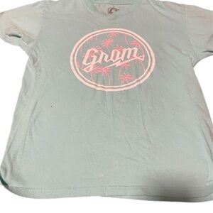 Mint Green Grom T-Shirt with Pink Logo